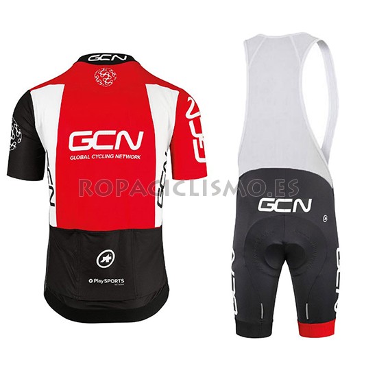 2018 Maillot Gcn Tirantes Mangas Cortas Negro y Rojo